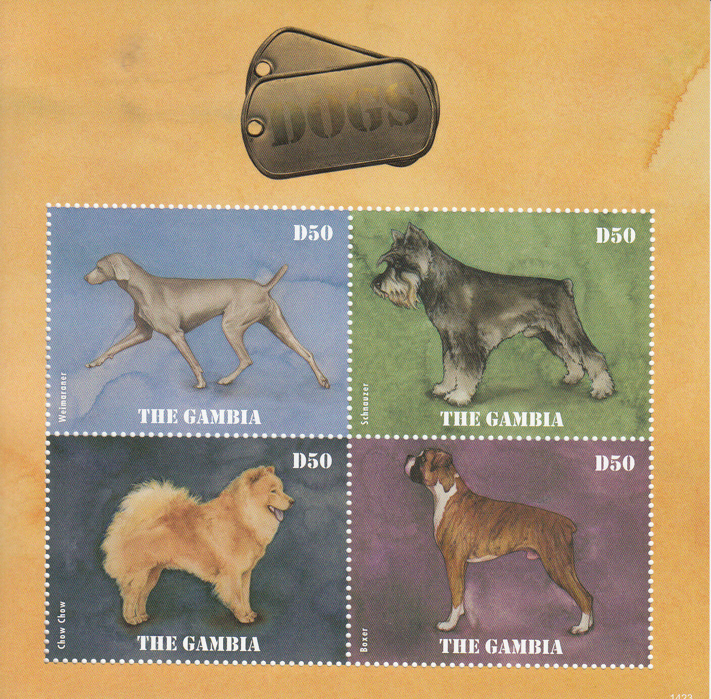 Gambia 2014 MNH Dogs 4v M/S Pets Weimaraner Schnauzer Chow Chow Boxer