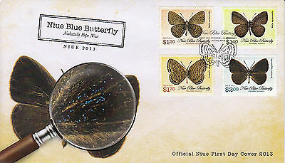 Niue 2013 FDC Blue Butterfly 4v Set Cover Butterflies Nacaduba Niueensis Insects