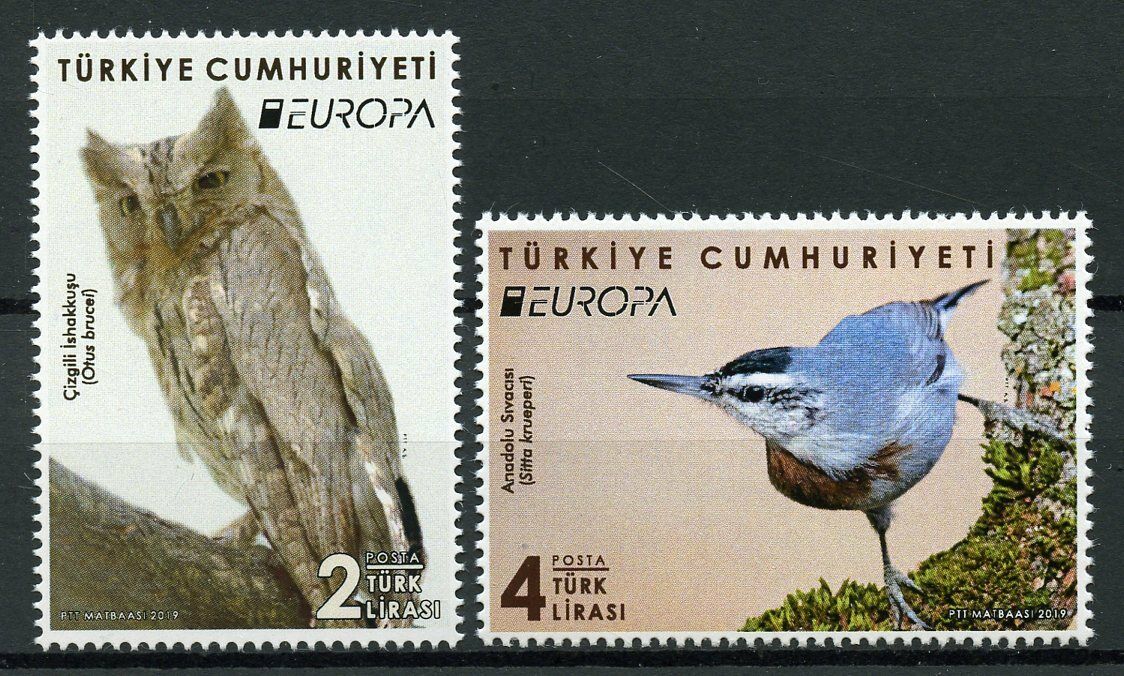 Turkey Birds on Stamps 2019 MNH Europa Owls Nuthatch 2v Set