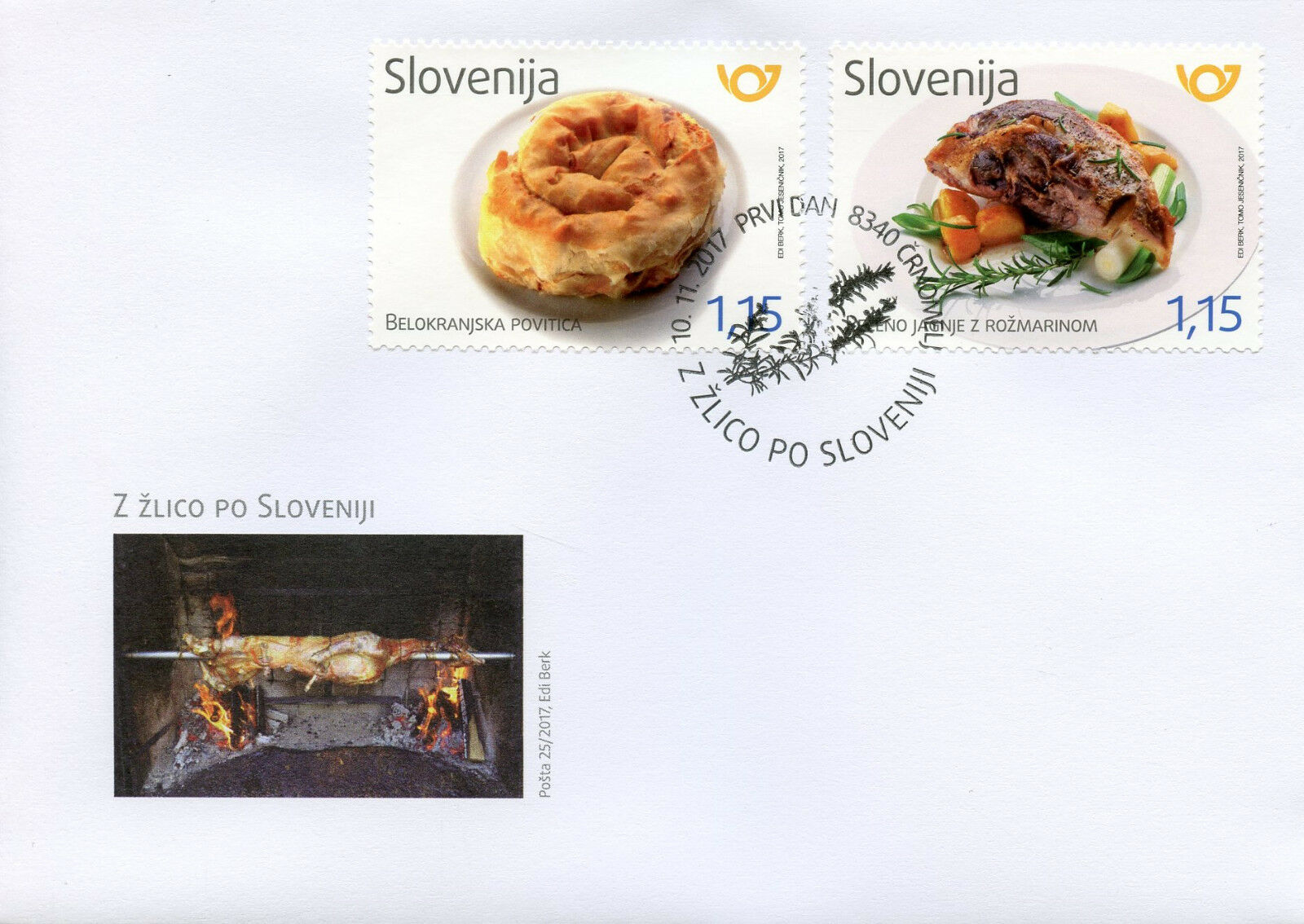 Slovenia 2017 FDC Belokranjska Povitica & Roast Lamb 2v Cover Gastronomy Stamps