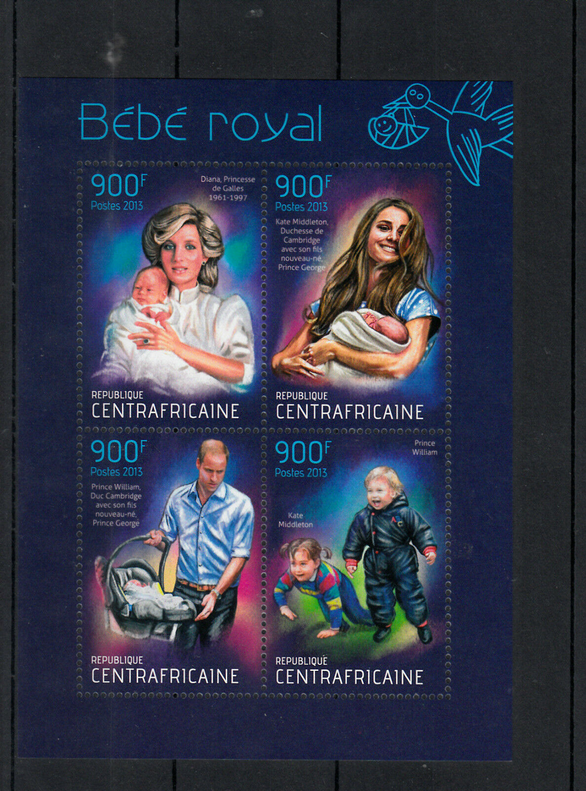 Central African Republic 2013 MNH Birth Prince George Royal Baby 4v M/S William