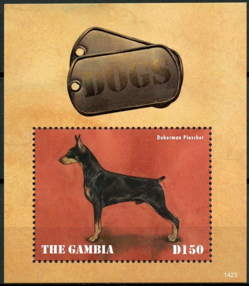 Gambia 2014 MNH Dogs Stamps Doberman Pinscher Dog Pets Domestic Animals 1v S/S