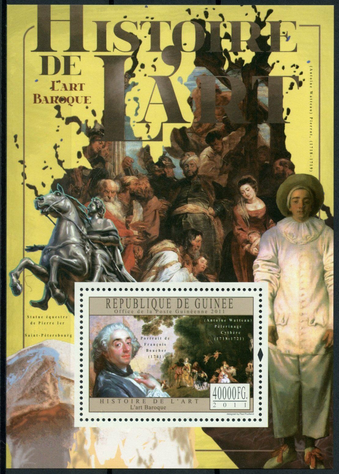 Guinea History of Art Stamps 2011 MNH Baroque Francois Boucher 1v S/S VII