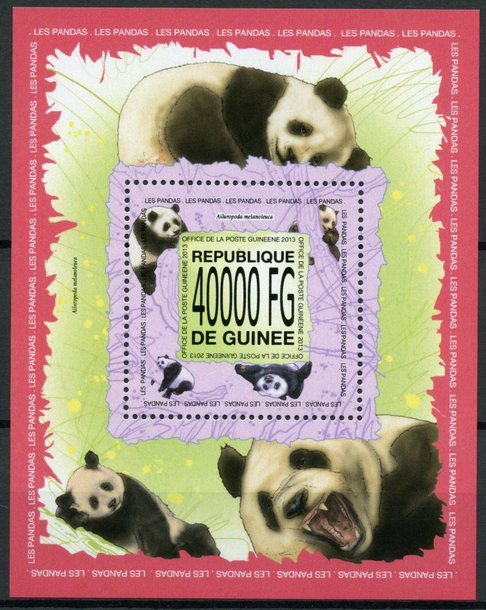 Guinea Wild Animals Stamps 2013 MNH Pandas Giant Panda Fauna 1v S/S