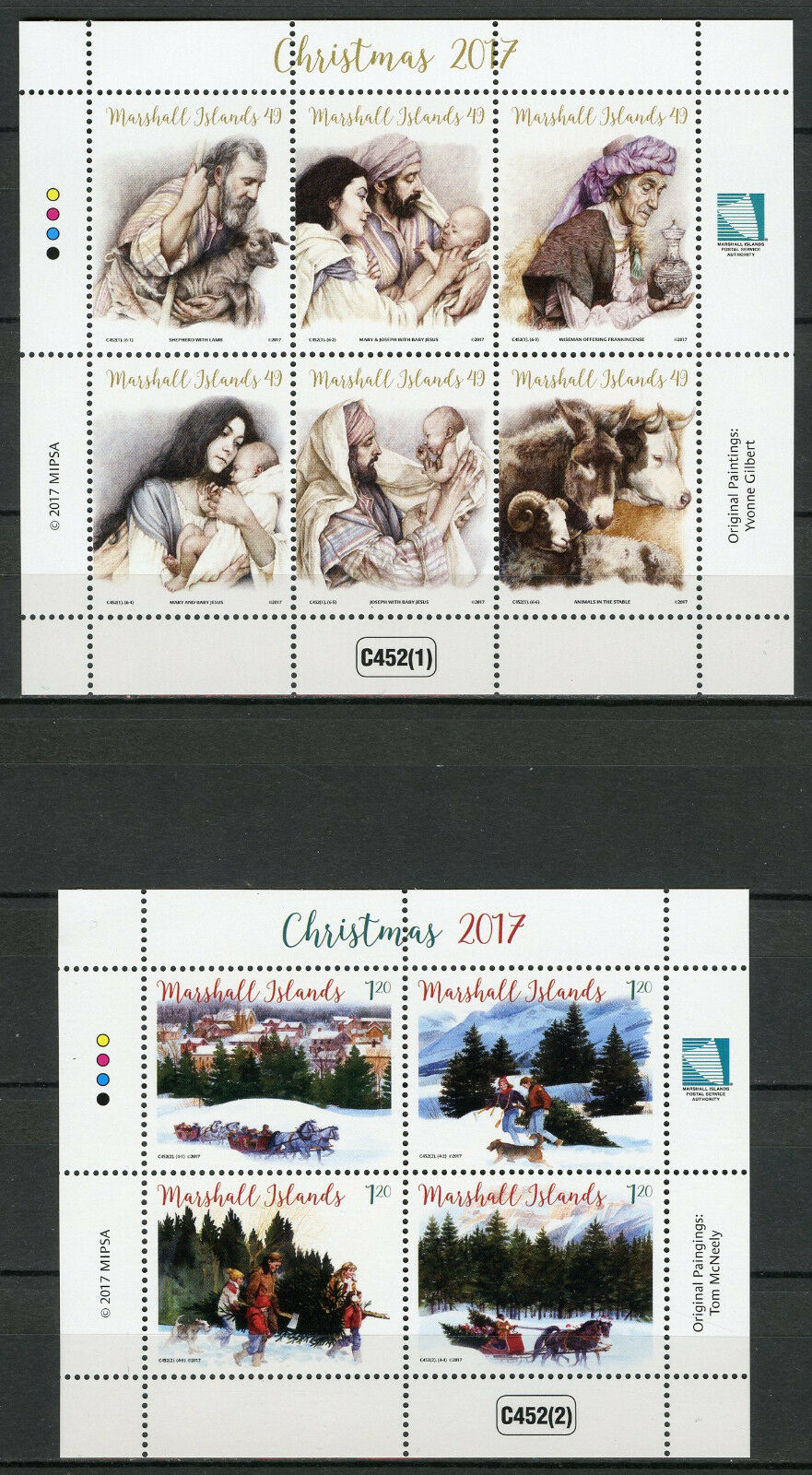 Marshall Islands 2017 MNH Father Christmas Trees Nativity 10v on 2 M/S Stamps