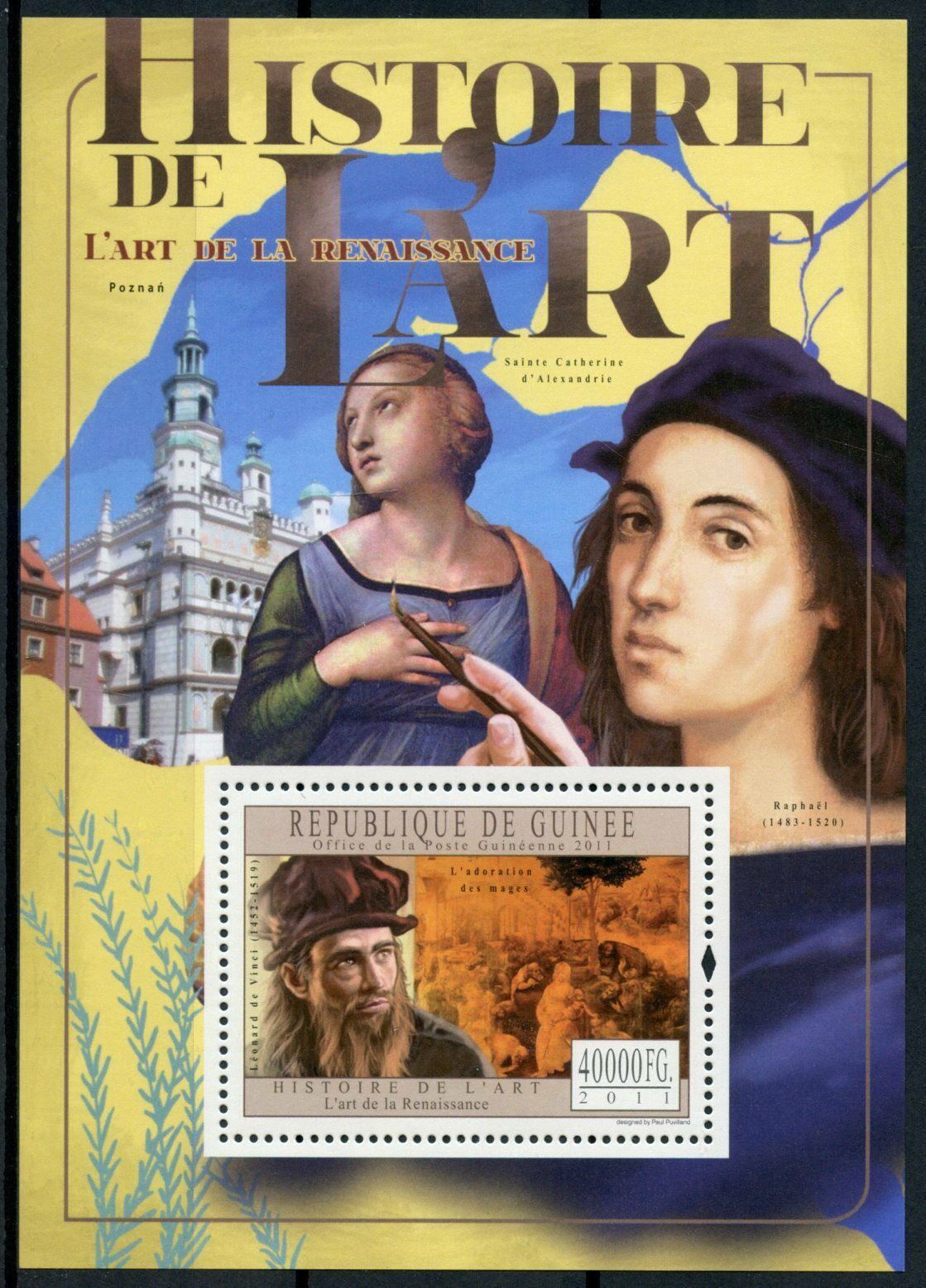 Guinea History of Art Stamps 2011 MNH Renaissance Leonardo Da Vinci 1v S/S VIII