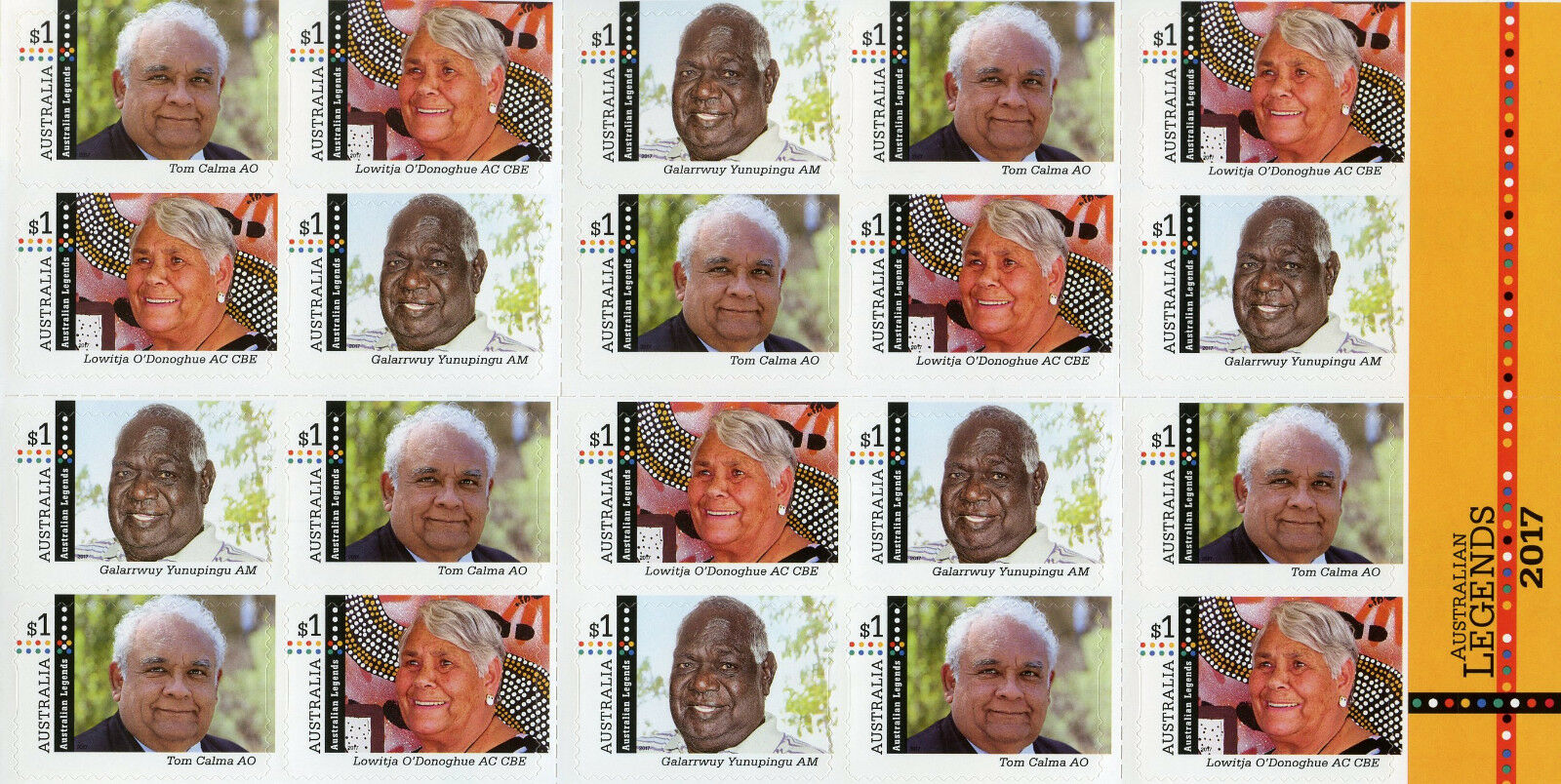 Australia 2017 MNH Legends Tom Calma Lowitja O'Donoghue 20v S/A Booklet Stamps