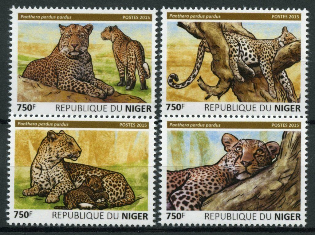 Niger Wild Animals Stamps 2015 MNH African Leopards Big Cats Fauna 4v Set