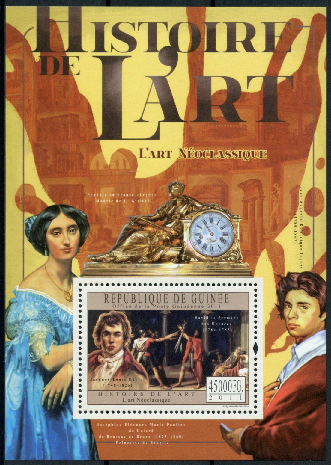 Guinea History of Art Stamps 2011 MNH Neoclassicism Oath of Horatii 1v S/S II