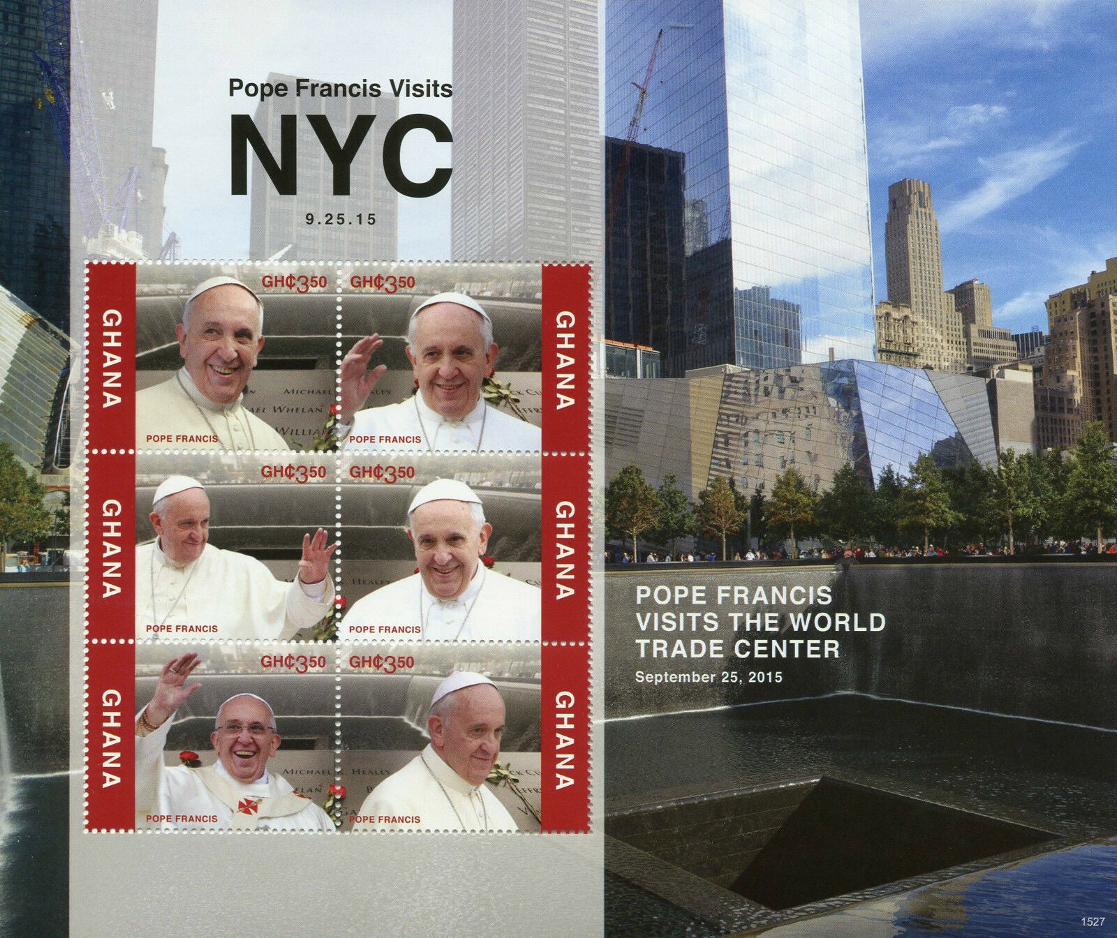 Ghana 2015 MNH Pope Francis Visits NYC 6v M/S Popes World Trade Center Stamps