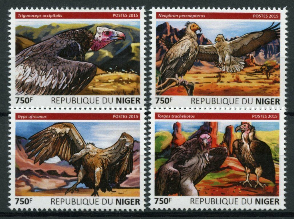 Niger Birds of Prey on Stamps 2015 MNH Vultures Egyptian Vulture Fauna 4v Set