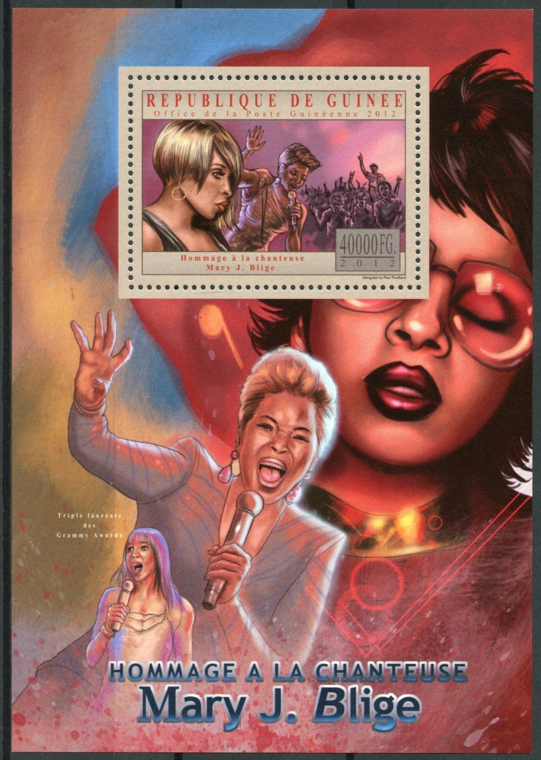 Guinea Music Stamps 2012 MNH Mary J. Blige Singers Famous People 1v S/S