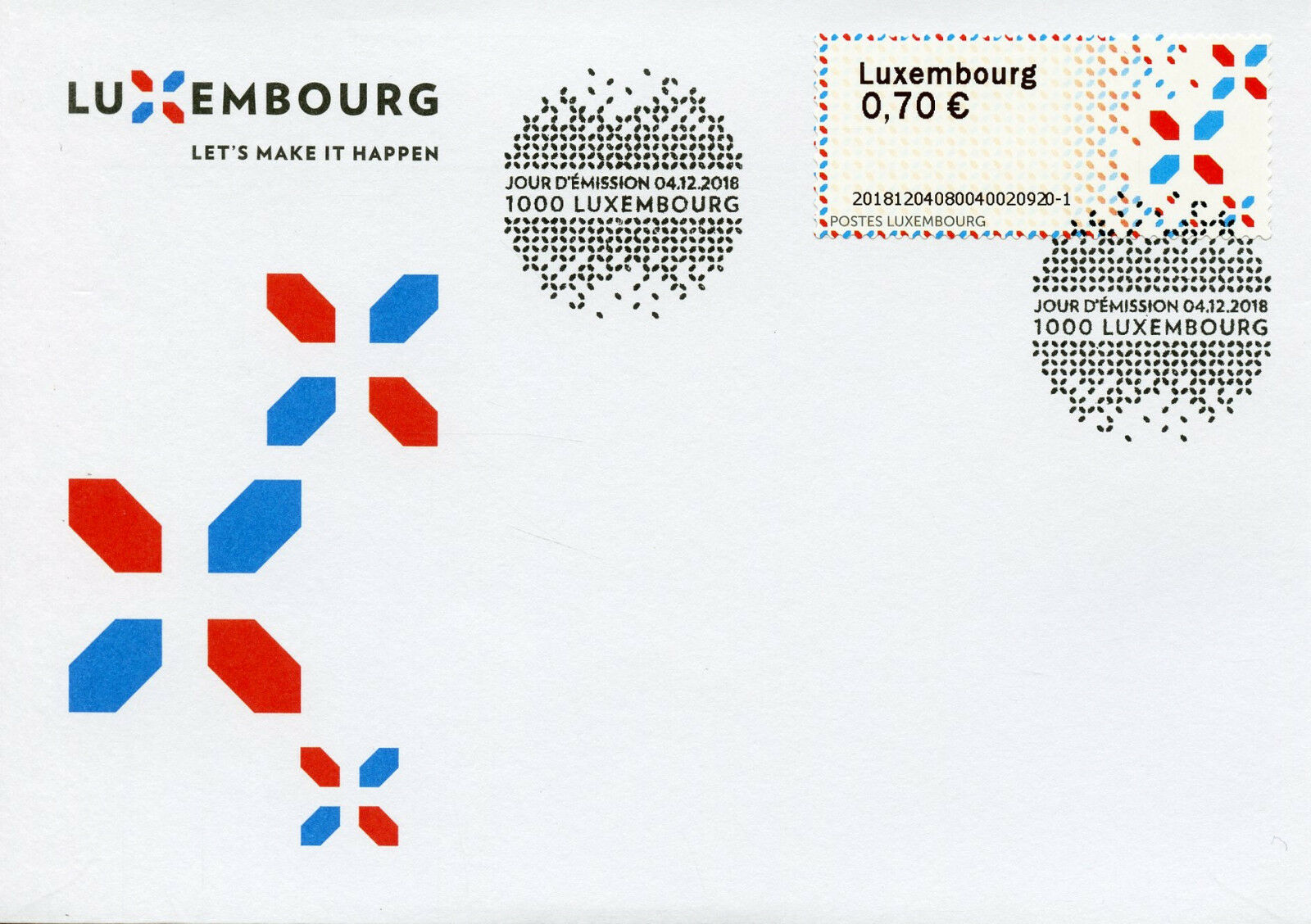 Luxembourg 2018 FDC ATM Label Post & Go 1v Set Cover Stamps