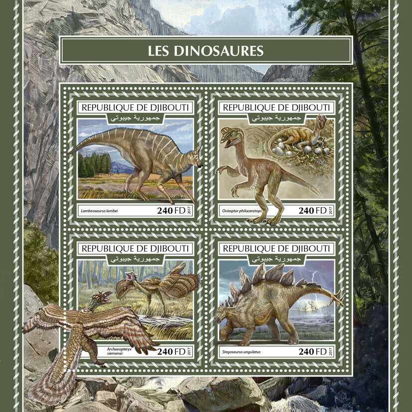 Djibouti Dinosaurs Stamps 2017 MNH Stegosaurus Prehistoric Animals 4v M/S