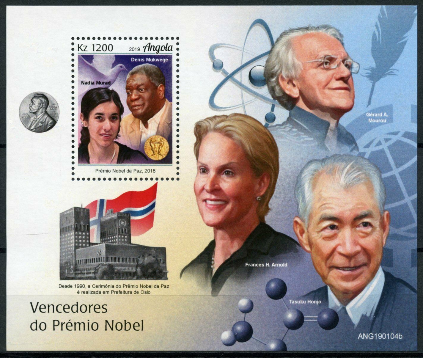 Angola Science Stamps 2019 MNH Nobel Prize Winners Peace Chemistry 1v M/S