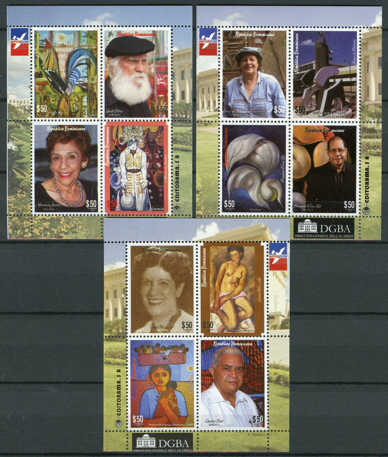 Dominican Republic 2018 MNH Artists Nudes Paintings 3x 4v M/S Art Stamps