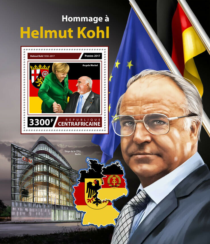 Central African Rep 2017 MNH People Stamps Helmut Kohl Merkel Politicians 1v S/S