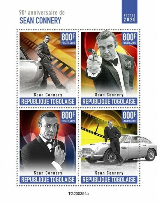 Togo 2020 MNH James Bond Stamps Sean Connery Cars Famous People 007 4v M/S