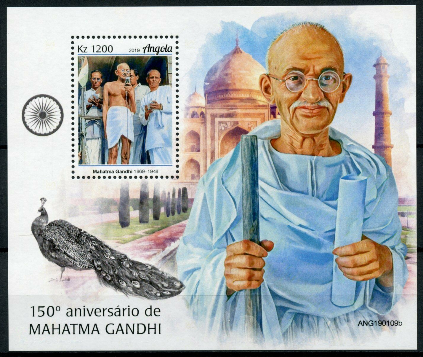 Angola 2019 MNH Mahatma Gandhi Stamps Famous People Historical Figures 1v M/S