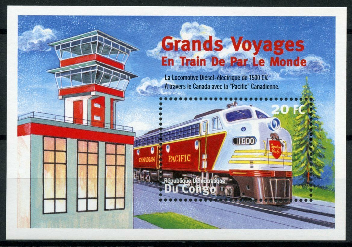 Congo Trains Stamps 2000 MNH Steam Engines Locomotives Railways Rail 1v S/S I