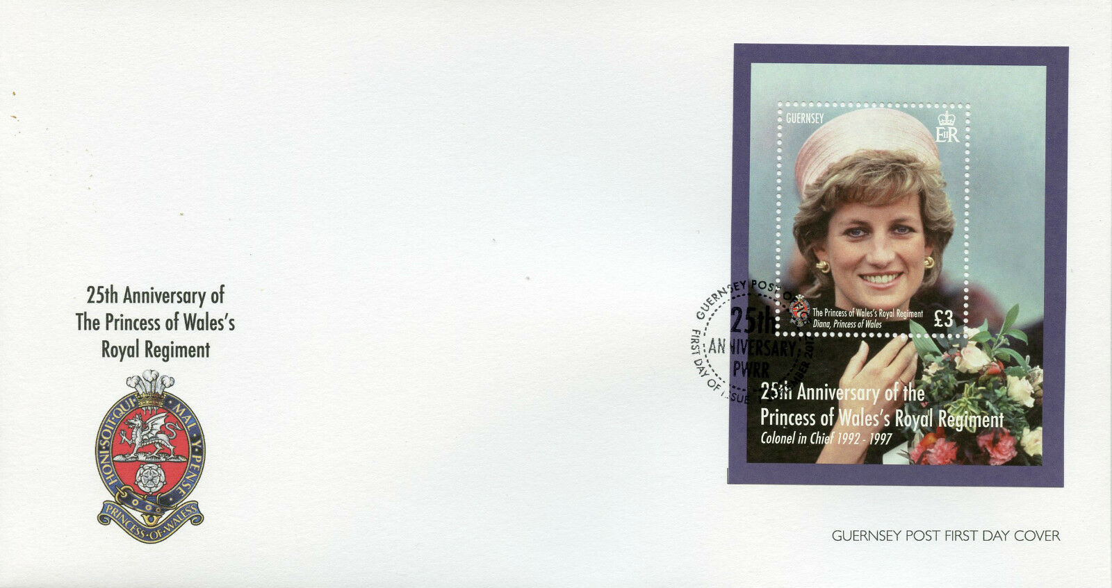 Guernsey 2017 FDC Princess Diana of Wales Regiment 1v M/S Cover Royalty Stamps