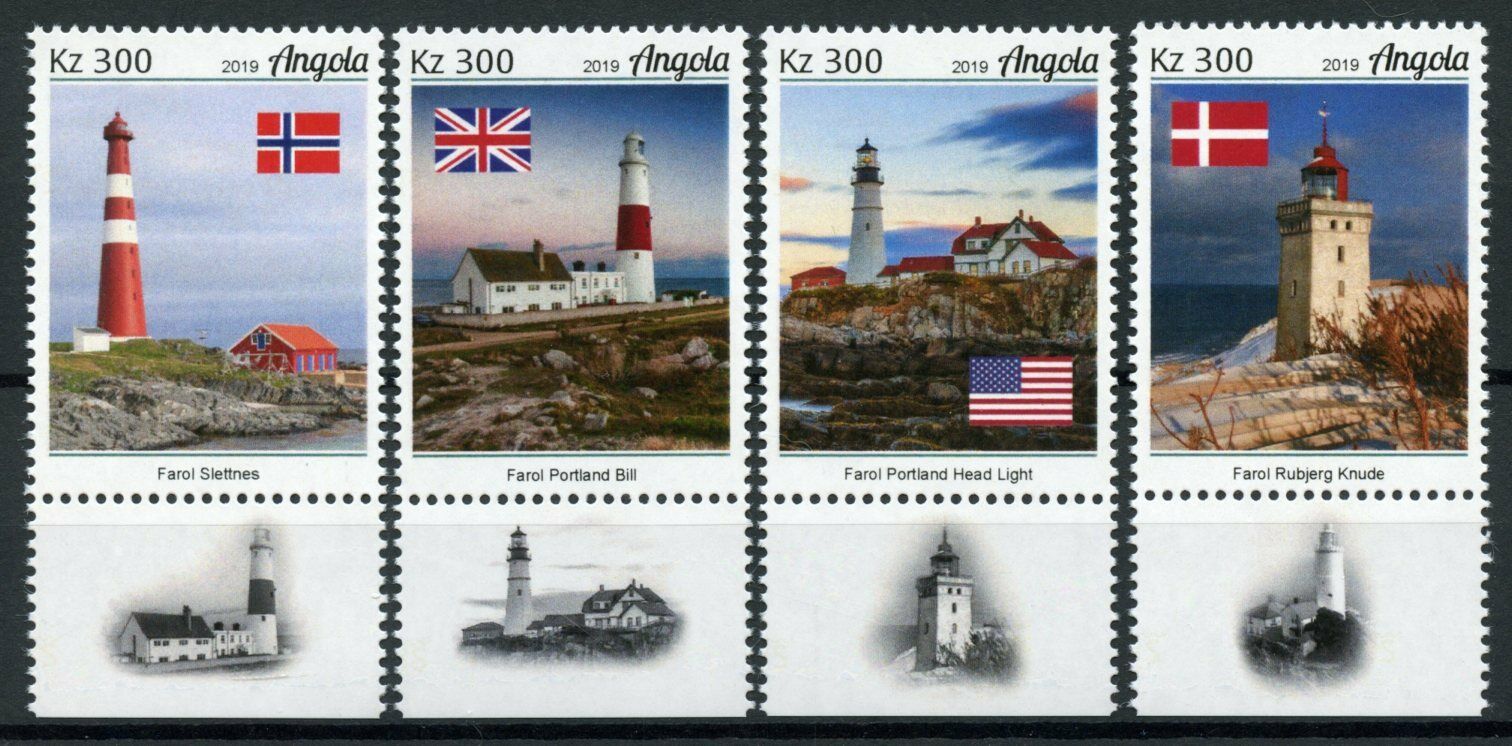 Angola 2019 MNH Architecture Stamps Lighthouses Portland Bill Head Light 4v Set