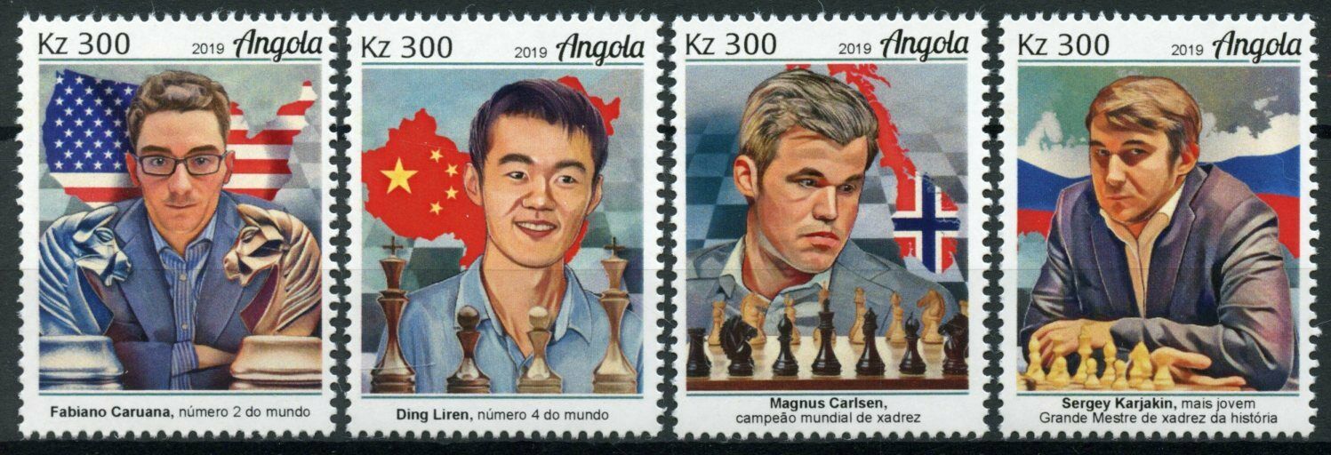 Angola Chess Stamps 2019 MNH World Championship Magnus Carlsen Caruana 4v Set