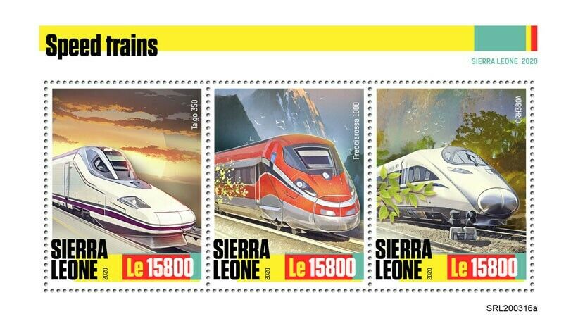 Sierra Leone Speed Trains Stamps 2020 MNH Talgo Frecciarossa Railways 3v M/S
