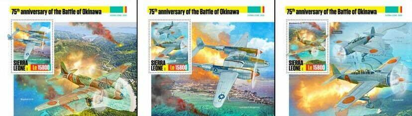 Sierra Leone Military Aviation Stamps 2020 MNH WWII WW2 Battle Okinawa 3x 1v S/S