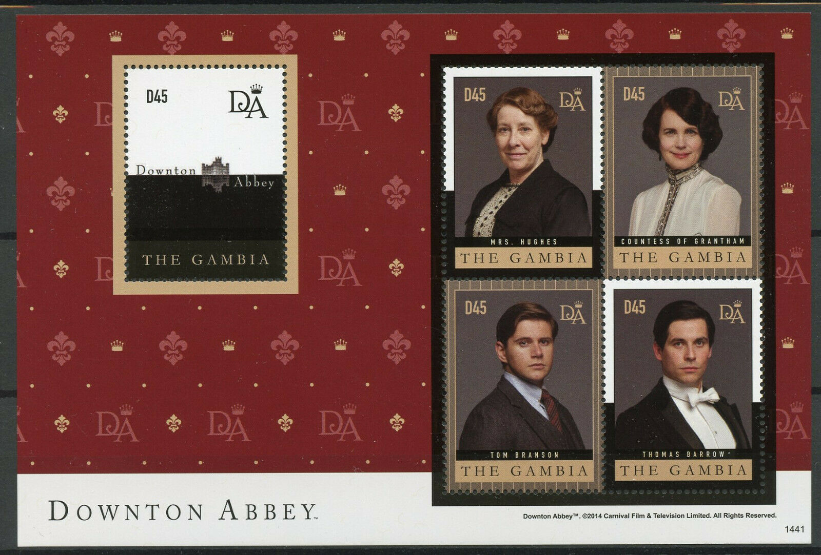 Gambia 2014 MNH Downton Abbey Stamps Countess Grantham TV Series 4v M/S II