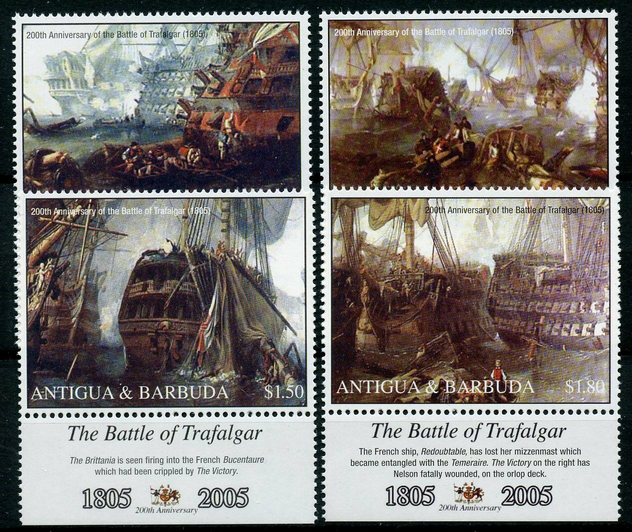 Antigua & Barbuda 2005 MNH Ships Stamps Battle of Trafalgar HMS Victory 4v Set