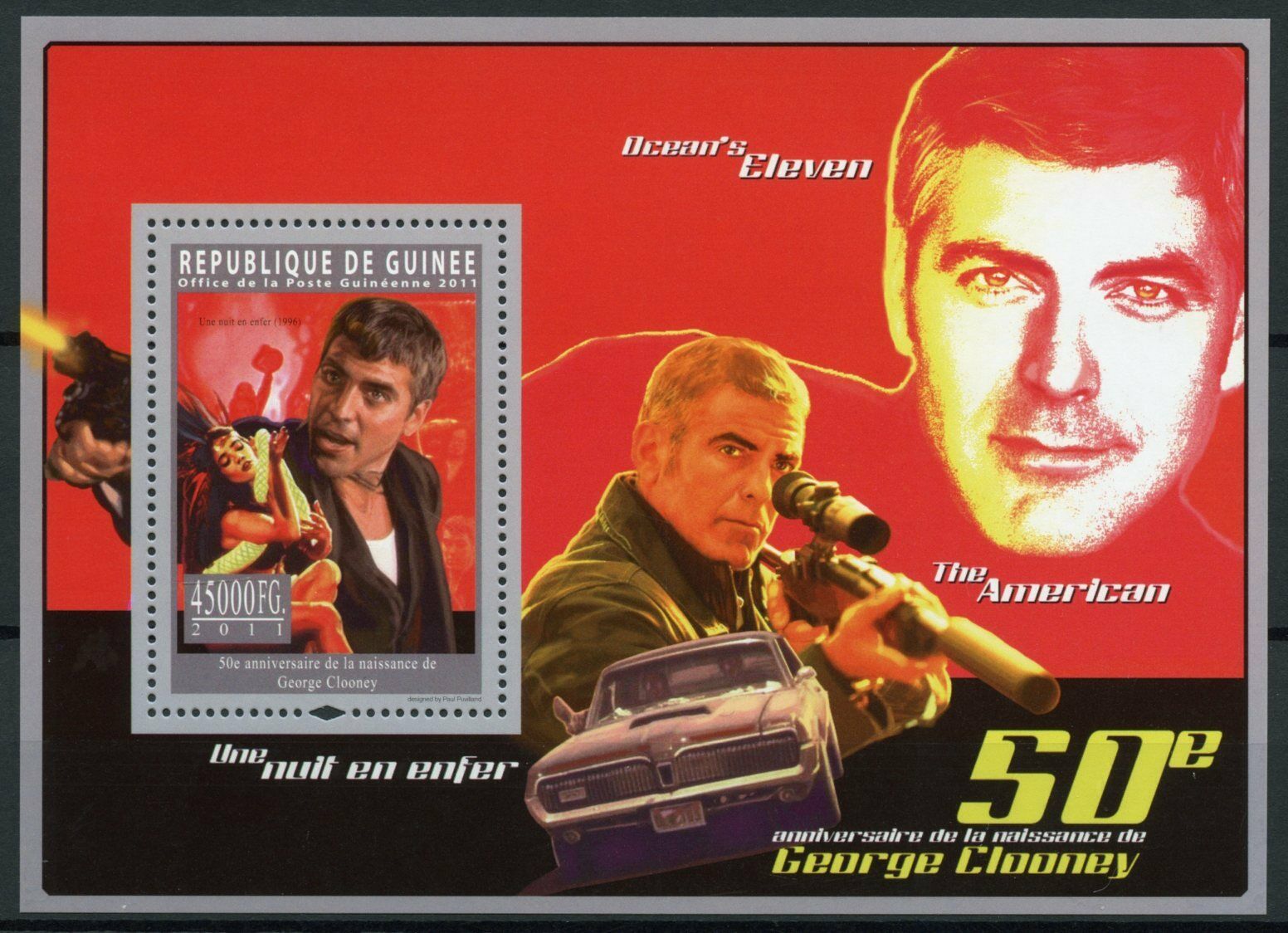Guinea Famous People Stamps 2011 MNH George Clooney Celebrities 1v S/S