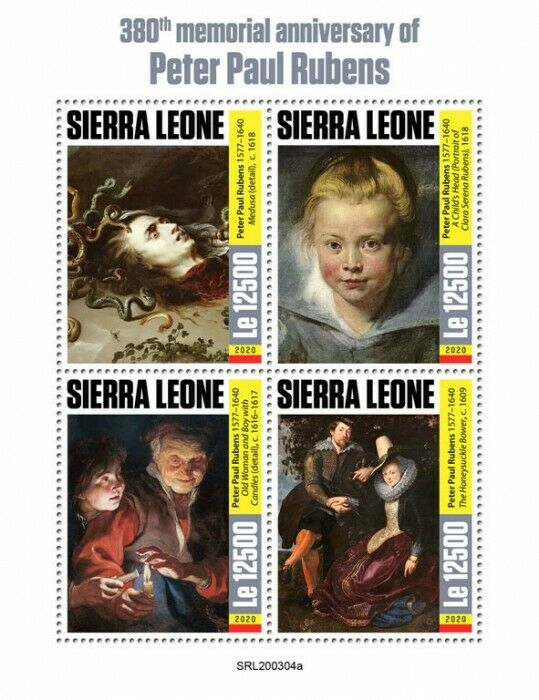 Sierra Leone Art Stamps 2020 MNH Peter Paul Rubens Paintings 4v M/S