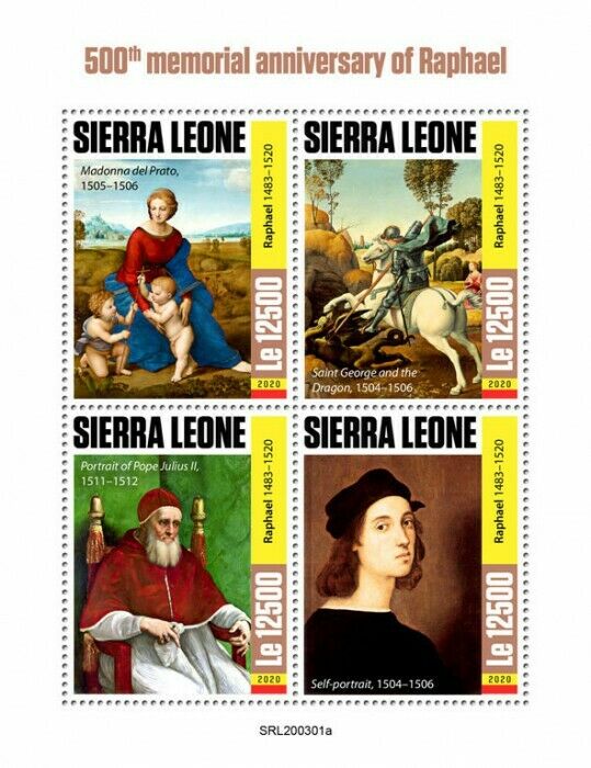 Sierra Leone Art Stamps 2020 MNH Raphael Paintings Madonna del Prato 4v M/S