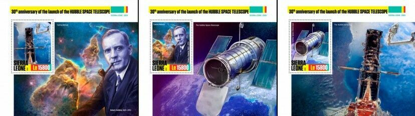 Sierra Leone Famous People Stamps 2020 MNH Edwin Hubble Space Telescope 3x 1v SS