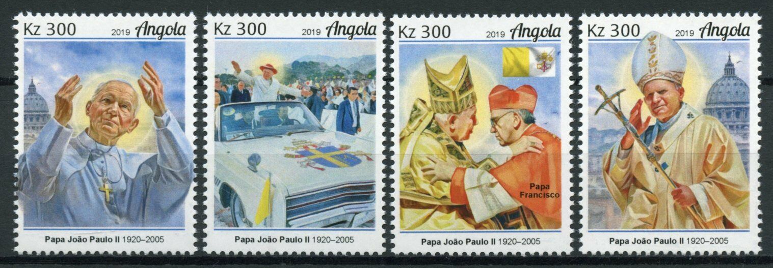 Angola Pope John Paul II Stamps 2019 MNH Famous People Pope Francis 4v Set