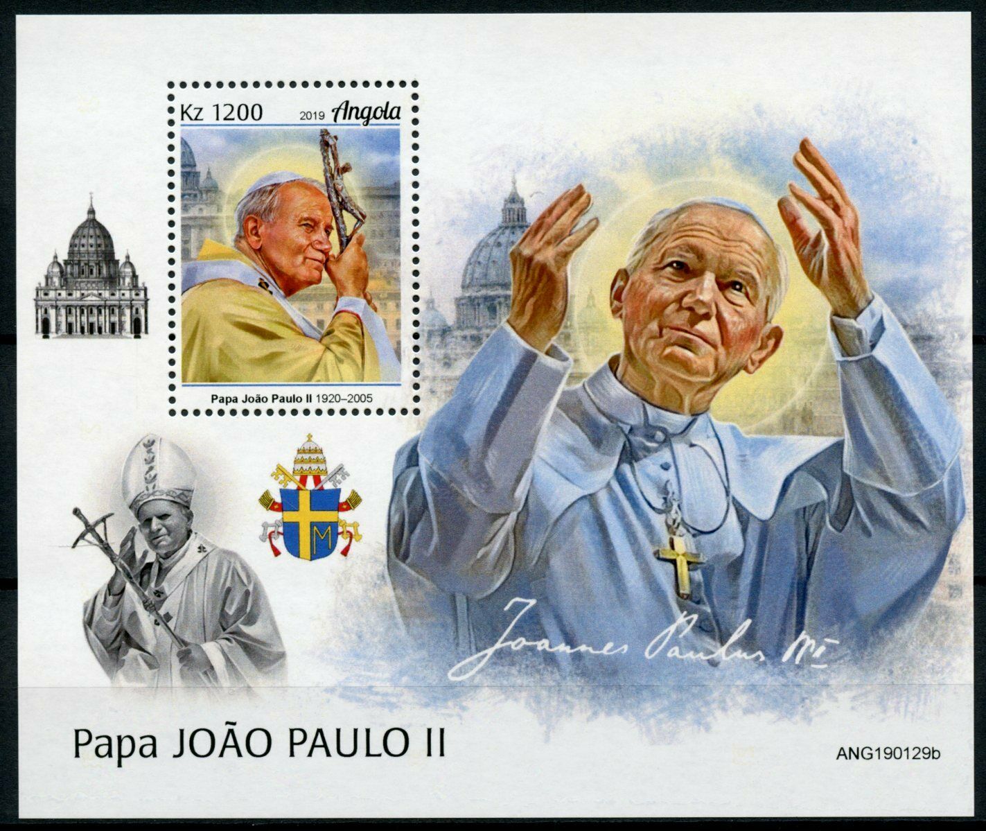 Angola Pope John Paul II Stamps 2019 MNH Famous People Religion 1v M/S