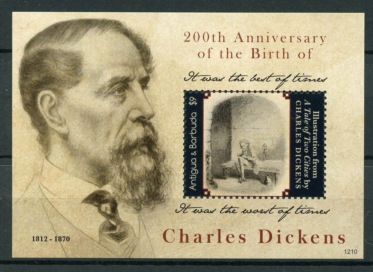 Antigua & Barbuda Writers Stamps 2012 MNH Charles Dickens Famous People 1v S/S