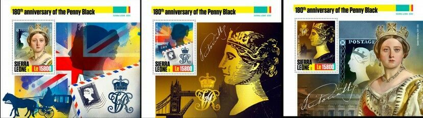 Sierra Leone Penny Black Stamps 2020 MNH Queen Victoria Royalty SOS 3x 1v S/S