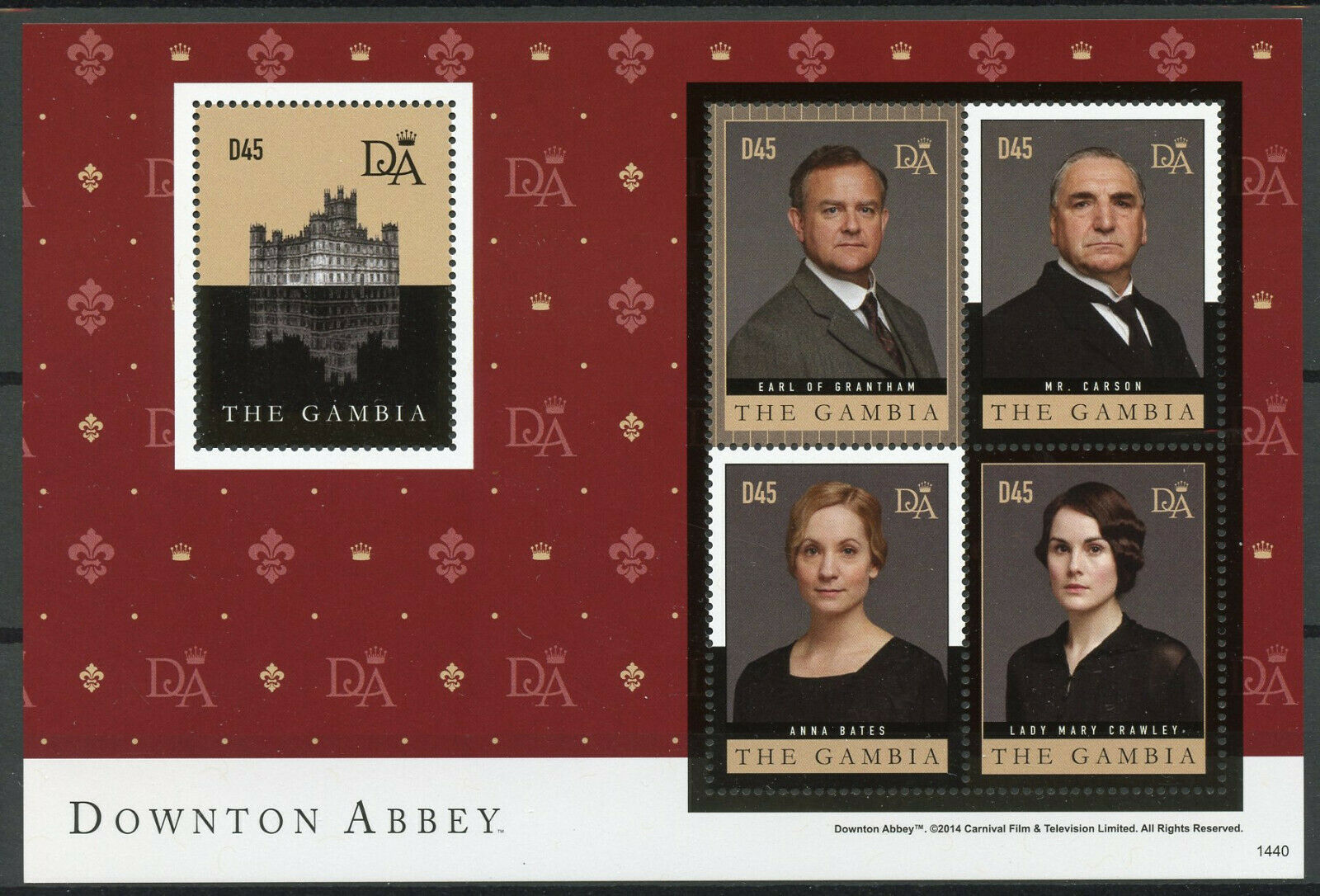 Gambia Downton Abbey Stamps 2014 MNH Earl Grantham TV Series 4v M/S I