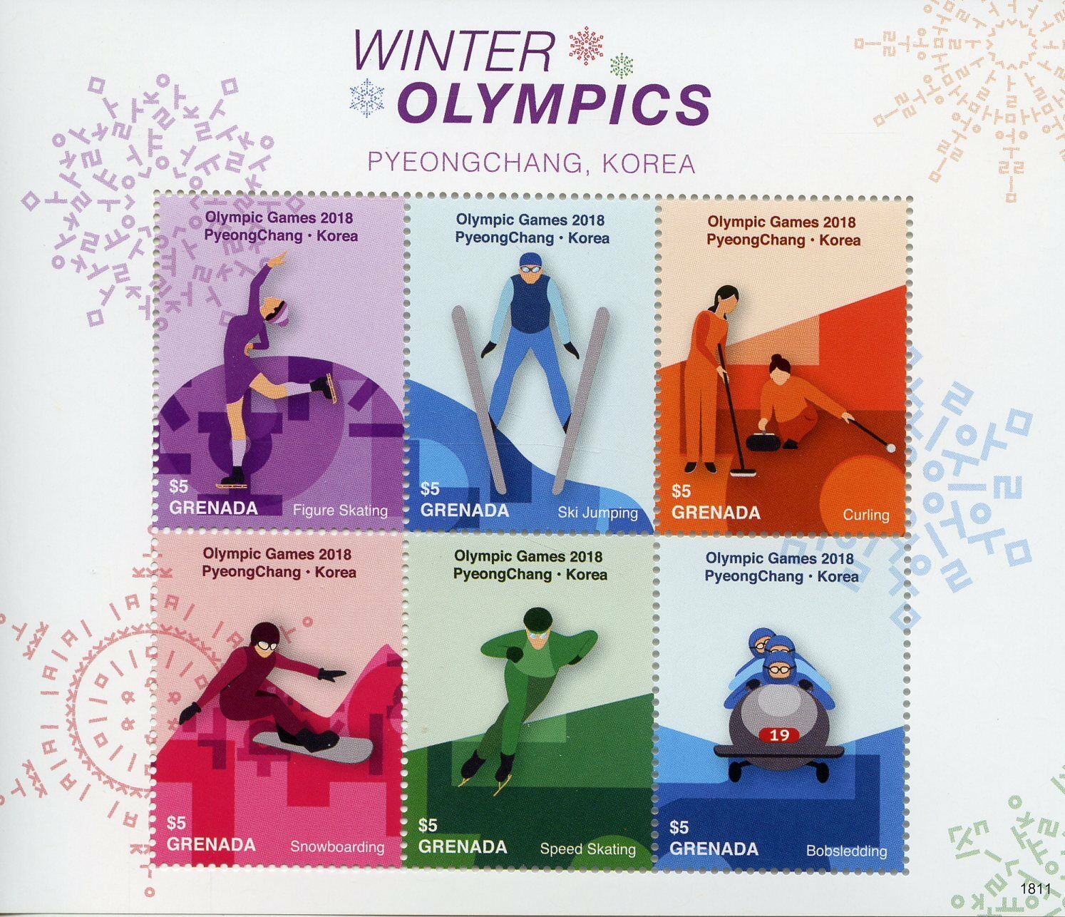 Grenada 2018 MNH Winter Olympics Stamps PyeongChang Curling Speed Skating Sports 6v M/S