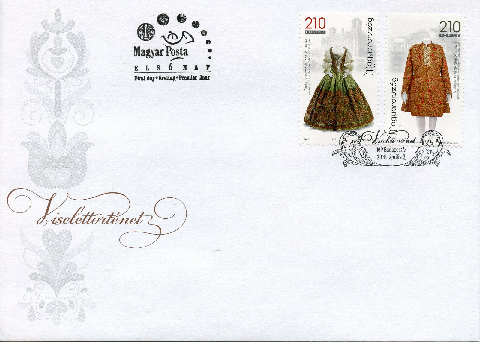 Hungary 2018 FDC Hist of Clothing II Traditional Costumes Dress 2v Cover Stamps