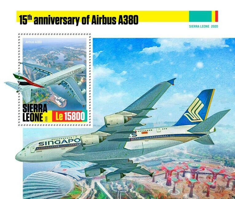 Sierra Leone 2020 MNH Aviation Stamps Airbus A380 Aircraft 3x 1v S/S