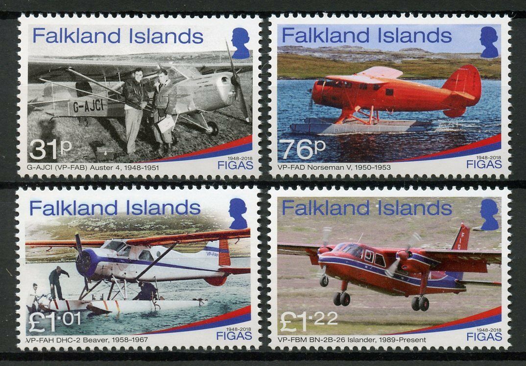 Falkland Islands 2018 MNH Aviation Stamps FIGAS Government Air Service Aircraft 4v Set