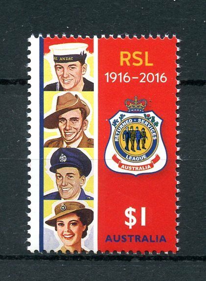 Australia 2016 MNH RSL Returned & Services League Centenary 1v Set Stamps