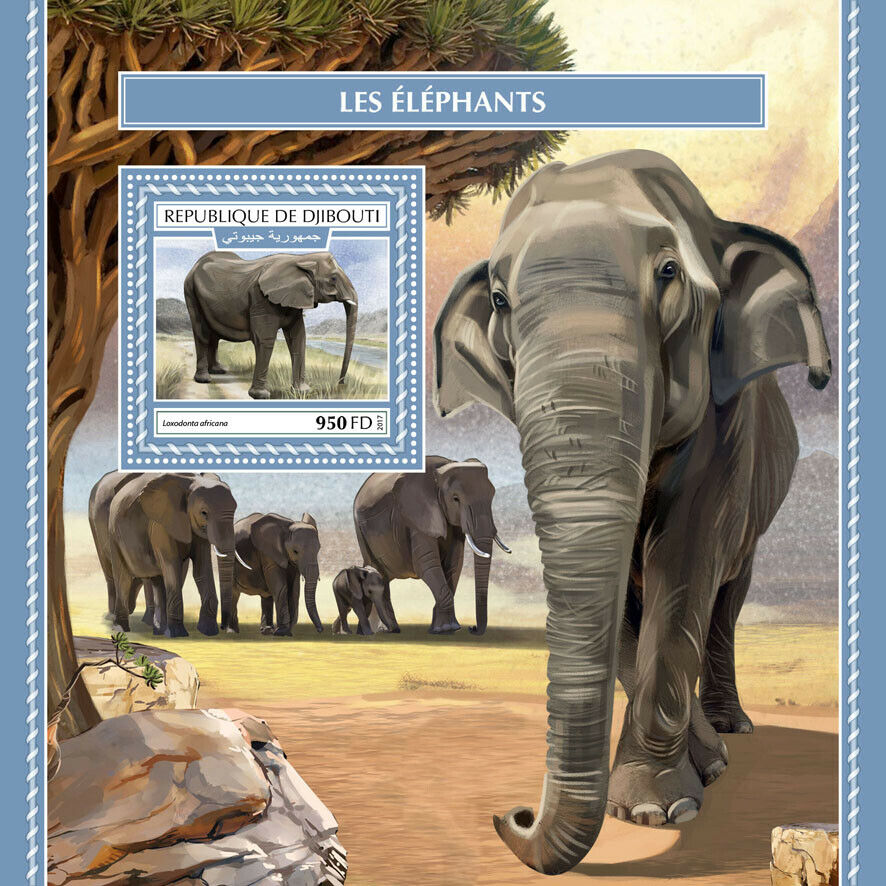 Djibouti Elephants Stamps 2017 MNH African Elephant Wild Animals Fauna 1v S/S