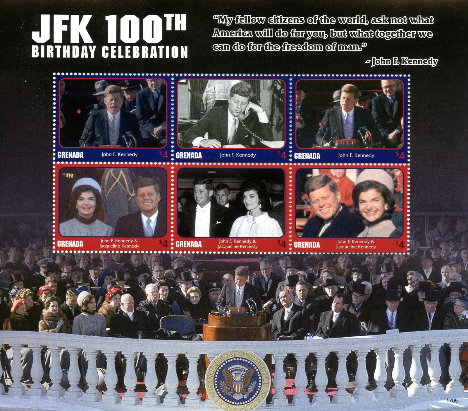 Grenada JFK Stamps 2017 MNH John F Kennedy 100th Birthday US Presidents 6v MS II