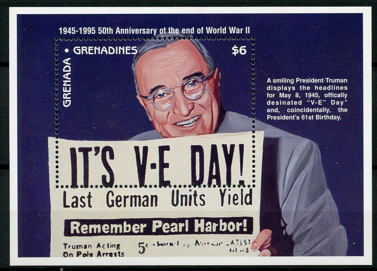 Grenadines of Grenada 1995 MNH Military Stamps WWII WW2 VE Day End World War II Truman 1v S/S