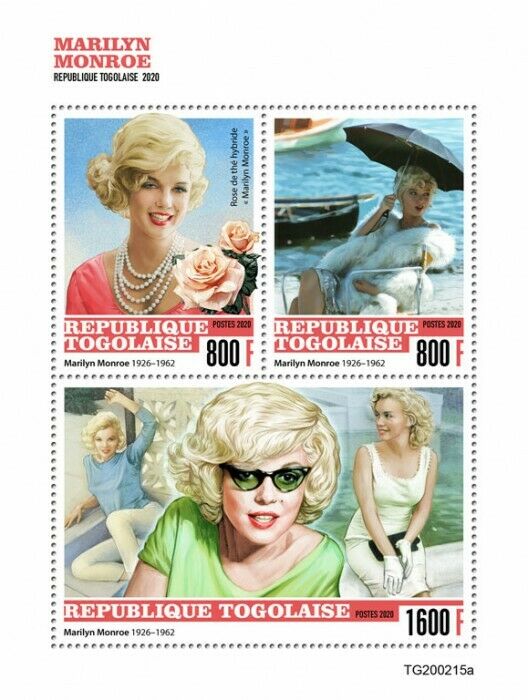 Togo 2020 MNH Marilyn Monroe Stamps Famous People Celebrities Movies 3v M/S
