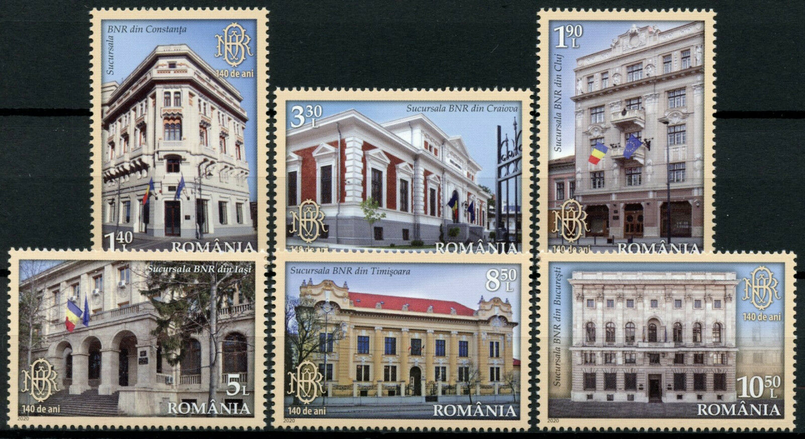 Romania Architecture Stamps 2020 MNH Banca Nationala a Romaniei Banking 6v Set